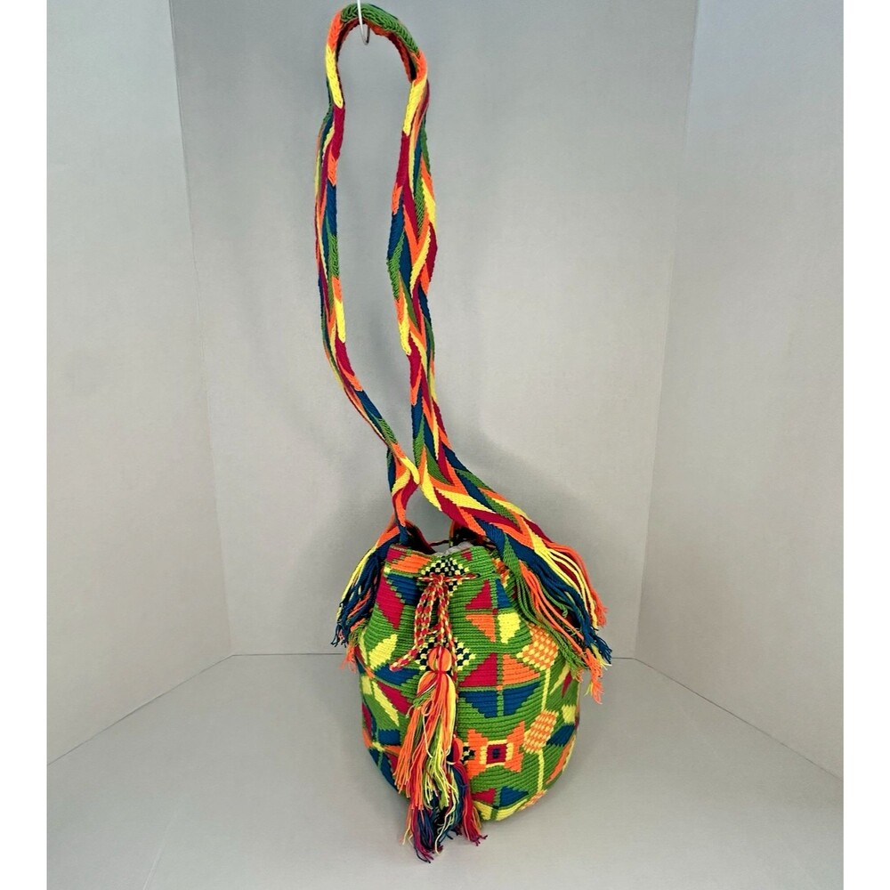 Authentic 100% Wayuu Mochila Colombian Large Handwoven Bag Multicolor New A+